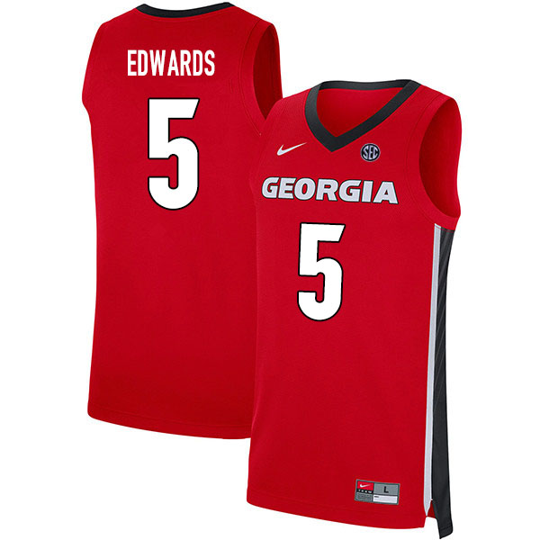 2020 Men #5 Anthony Edwards Georgia Bulldogs College Basketball Jerseys Sale-Red - Click Image to Close